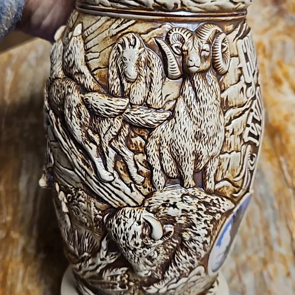 AVON 3D Lidded Tribute to American Wildlife Beer Stein Mug Cup